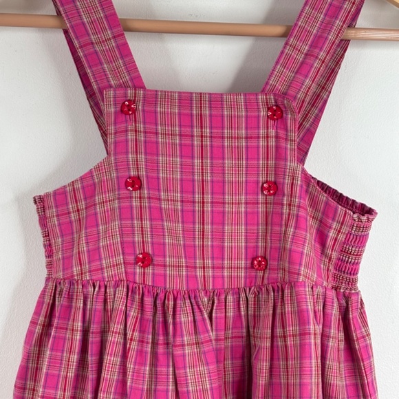 Vintage 90s Gymboree Rainbow Tag Plaid Dress 4T Pink Button School Preppy Retro - Picture 2 of 8